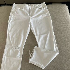PAIGE White Distressed Women Jeans, Size 31, 27” inseam